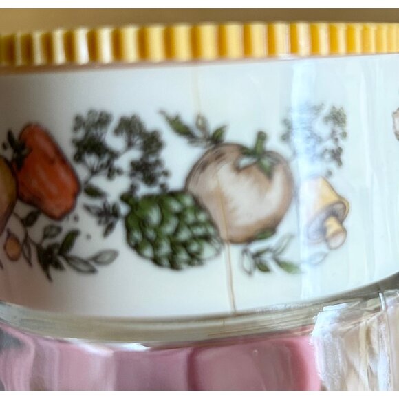 Gemco Oil & Vinegar Jar SET VTG Glass Cruet & Spice Fruit&Vegetable Design READ - Picture 4 of 8
